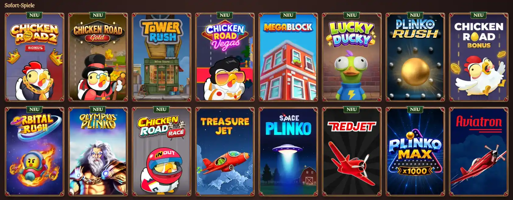 Sofort-Spiele im CrazyTower Casino